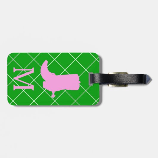 パーソナライズなモノグラムのカウボーイの女性のカーボーイは荷物を追い出します ラゲッジタグ (裏面横)