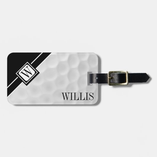 パーソナライズなモノグラムのゴルフ・ボールの荷物のラベル ラゲッジタグ (正面横)