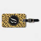 パーソナライズなモノグラムのヒョウのプリントの荷物のラベル ラゲッジタグ (正面横)