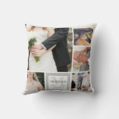 パーソナライズなモノグラムの写真のコラージュ クッション (裏面)