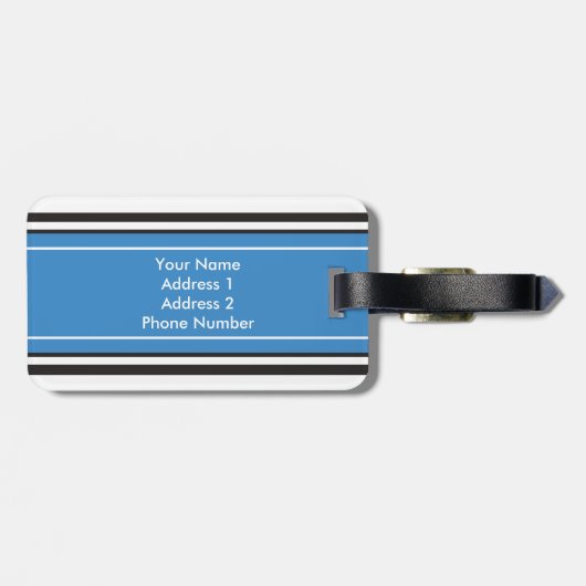 パーソナライズなモノグラムの暗藍色のストライプパターン ラゲッジタグ (裏面横)