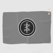 パーソナライズなモノグラムの灰色のゴルフタオル ゴルフタオル (横)