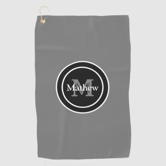 パーソナライズなモノグラムの灰色のゴルフタオル ゴルフタオル (正面)