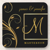 パーソナライズなモノグラムの結婚祝いのコースターセット コースター (正面)