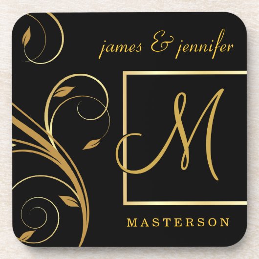 パーソナライズなモノグラムの結婚祝いのコースターセット コースター (正面)