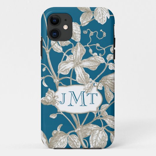 パーソナライズなモノグラム、植物の花盛りのつる植物 Case-Mate iPhoneケース (裏面)