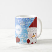 パーソナライズなモノグラム: 雪だるまのマグ コーヒーマグカップ (正面右)