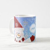 パーソナライズなモノグラム: 雪だるまのマグ コーヒーマグカップ (正面左)