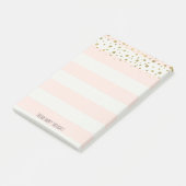 パーソナライズなモモの白のストライプの金ゴールドの紙吹雪 ポストイット (アングル)