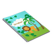 パーソナライズなヤシの木が付いているジャングルのライオン ノートブック (右側)