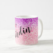 パーソナライズなユニコーンのグラデーションなグリッターのコーヒー・マグ コーヒーマグカップ (正面右)