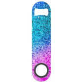 パーソナライズなユニコーンのグラデーションなグリッターのボトルOpene スピード栓抜き (裏面)