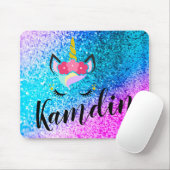パーソナライズなユニコーンのグラデーションなグリッターのマウスパッド マウスパッド (マウス)