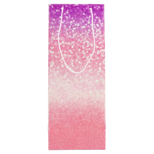 パーソナライズなユニコーンのグラデーションなグリッターのワインのギフトバッグ ワインギフトバッグ (裏面)