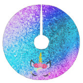 パーソナライズなユニコーンのグラデーションなグリッターの木のスカート ブラッシュドポリエステルツリースカート (正面)