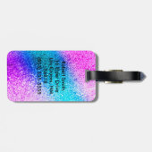 パーソナライズなユニコーンのグラデーションなグリッターの荷物のラベル ラゲッジタグ (裏面横)
