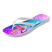 パーソナライズなユニコーンのグラデーションなGlitteのフリップフロップのサンダル ビーチサンダル (アングル)
