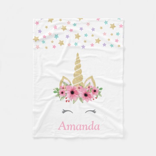 パーソナライズなユニコーンのフリースブランケット フリースブランケット (正面)