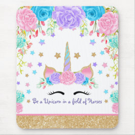 パーソナライズなユニコーンの水彩画の花 マウスパッド
