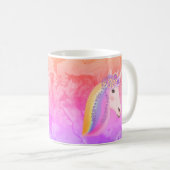パーソナライズなユニコーンの虹のカラフル コーヒーマグカップ (正面右)