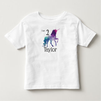 パーソナライズなユニコーンの誕生日の上 トドラーTシャツ