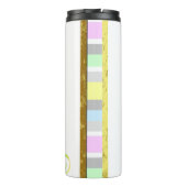 パーソナライズなユニコーンの顔のパステルおよび金ゴールドのグリッター タンブラー (裏面)