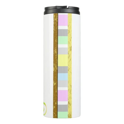 パーソナライズなユニコーンの顔のパステルおよび金ゴールドのグリッター タンブラー (裏面)