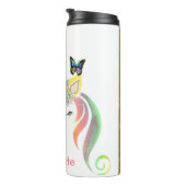 パーソナライズなユニコーンの顔のパステルおよび金ゴールドのグリッター タンブラー (回転右)