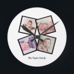 パーソナライズなユニークな4つの写真のコラージュ ラウンド壁時計<br><div class="desc">4つの写真のコラージュのパーソナライズなテンプレートの柱時計。 この万里の長城の時計にあなた自身の写真および文字を単に加えて下さい。 個人化なるべき簡単。 Ricaso -完全なギフトアイディアからのカスタマイズ可能な写真テンプレートの時計</div>