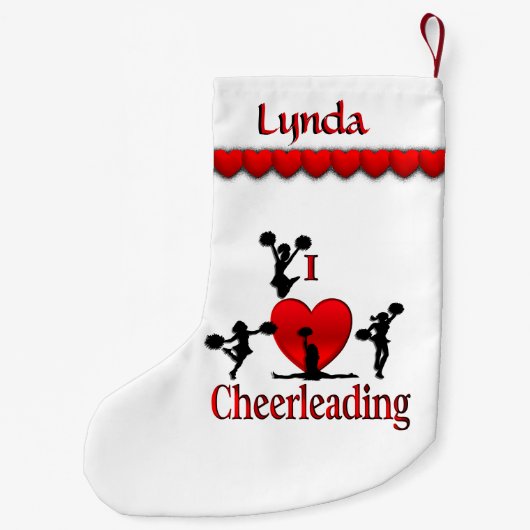 パーソナライズなユニークなIのハートのチアリーダーをすること スモールクリスマスストッキング (裏面)