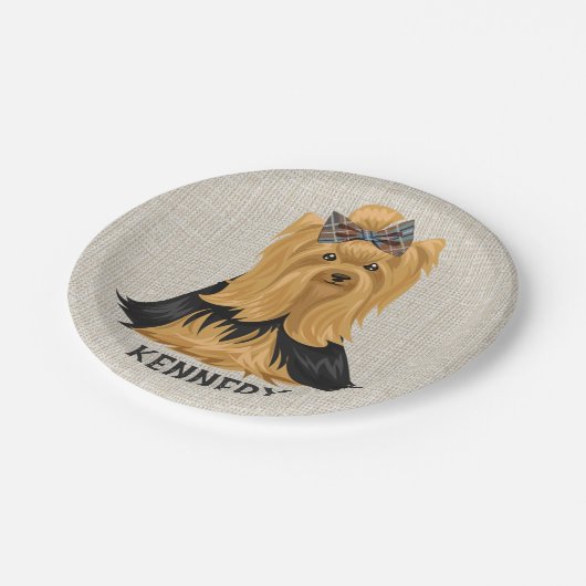 パーソナライズなヨークシャーテリアの子犬|犬のヨークシャテリア ペーパープレート (アングル)