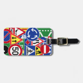 パーソナライズなヨーロッパの交通標識のコラージュ ラゲッジタグ (正面横)