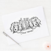 パーソナライズなライオンのブックエンド 楕円形シール (封筒)