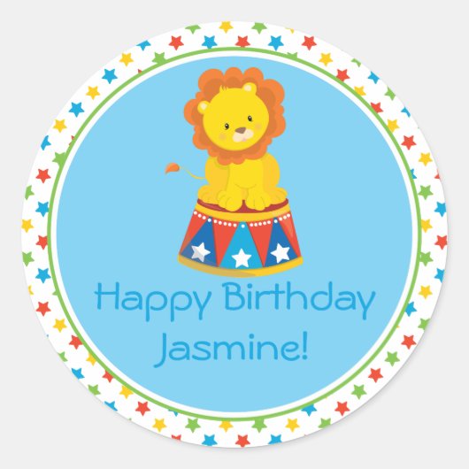 パーソナライズなライオン|のサーカスのテーマ| ラウンドシール (正面)