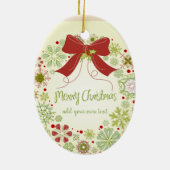 パーソナライズなラスベガスのクリスマスのリボン セラミックオーナメント (裏面)