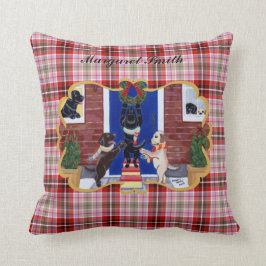 パーソナライズなラブラドル・レトリーバー犬のクリスマスのおもしろい クッション