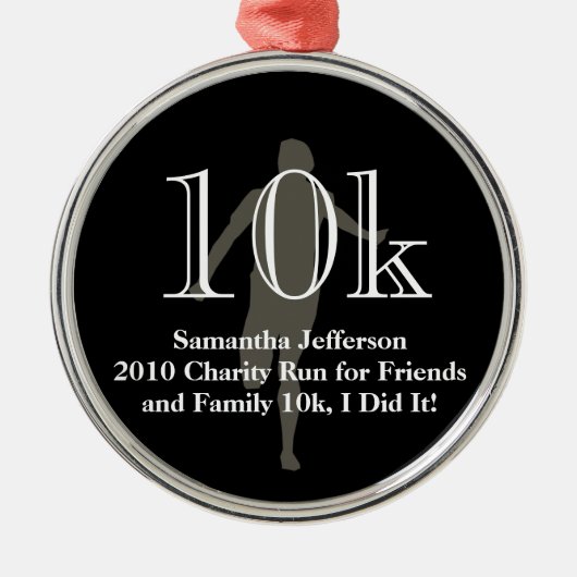 パーソナライズなランナー10kのクロス・カントリーの記念品 メタルオーナメント (正面)