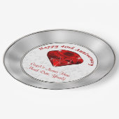 パーソナライズなルビー第40記念日の紙皿 ペーパープレート (アングル)