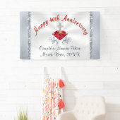 パーソナライズなルビー色の幸せな第40記念日の旗 横断幕 (インサイチュ)