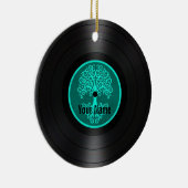 パーソナライズなレコードティール(緑がかった色)の青い生命の樹 セラミックオーナメント (右)