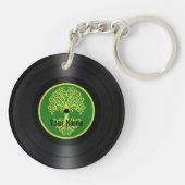パーソナライズなレコード緑の生命の樹 キーホルダー (裏面)