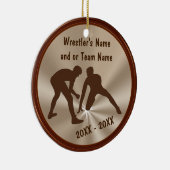 パーソナライズなレスリングのオーナメントおよびチームギフト セラミックオーナメント (右)