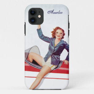 パーソナライズなレトロのはえの女の子 iPhone 11 ケース