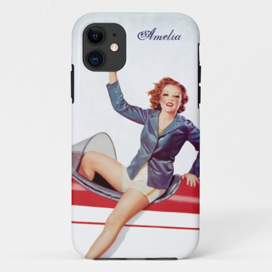 パーソナライズなレトロのはえの女の子 Case-Mate iPhoneケース (裏面)