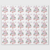 パーソナライズなレトロのクリスマスツリーの包装紙 ラッピングペーパー (フラット)