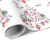 パーソナライズなレトロのクリスマスツリーの包装紙 ラッピングペーパー (ロールコーナー)