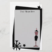 パーソナライズなレトロのヴィンテージのピンク及び黒の服の型枠 便箋 (正面/裏面)