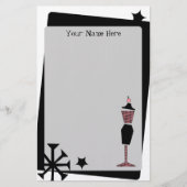 パーソナライズなレトロのヴィンテージのピンク及び黒の服の型枠 便箋 (正面)