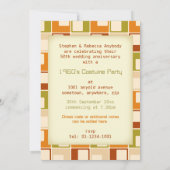 パーソナライズなレトロの六十年代の正方形パターン 招待状 (裏面)