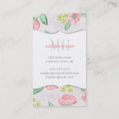 パーソナライズなレトロの花のピンクの水彩画 名刺 (裏面)